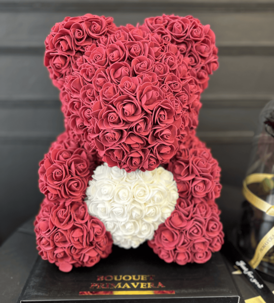 oso rosas eternas vinotinto