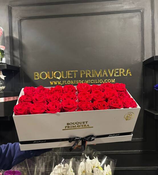 Box De Lujo 24 Rosas Rojas Preservadas